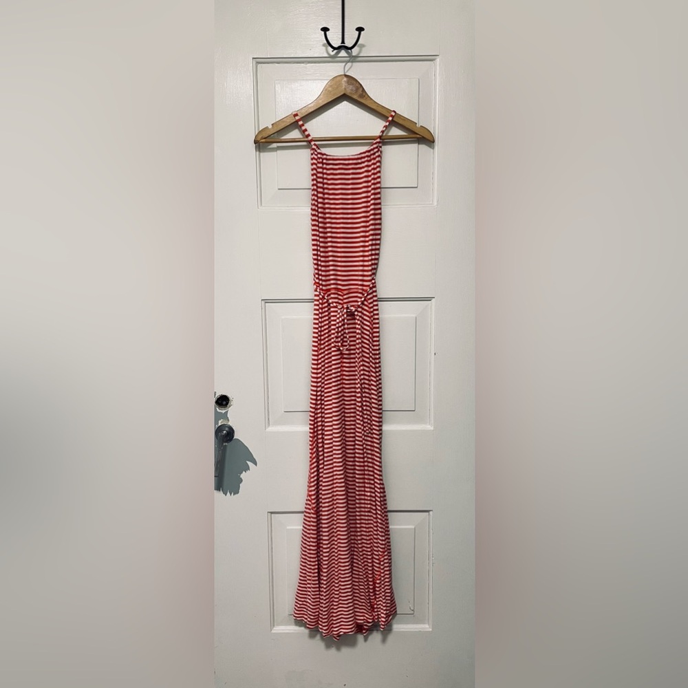 GAP Orange and White Striped Maxi Dress